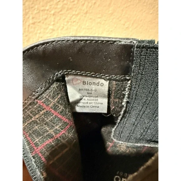 Blondo Waterproof Sz 8 Black Leather Ankle Boots Block Heel Pointed Toe Booties - Picture 10 of 10